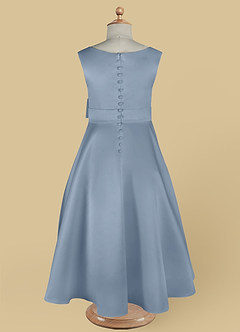 Azazie Lindy Flower Girl Dresses Dusty Blue A-Line Pleated Matte Satin Dress image14