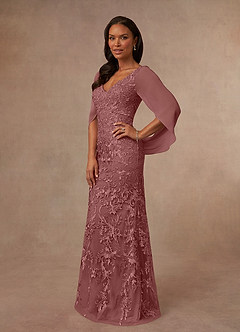 Azazie Ferris Mother of the Bride Dresses Desert Rose Sheath V-Neck Chiffon Dress image2