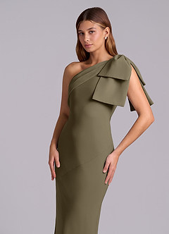 Azazie Yuanna Bridesmaid Dresses Willow Green Mermaid One Shoulder Chiffon Dress image7