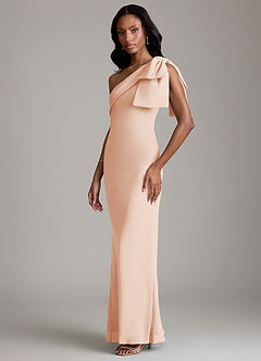 Azazie Yuanna Bridesmaid Dresses English Rose Mermaid One Shoulder Chiffon Dress image5