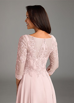 Azazie Marge Mother of the Bride Dresses Blushing Pink A-Line Scoop Lace Chiffon Dress image4