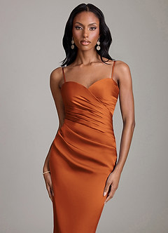 Azazie Sonora Suknie dla druhen Osłona Bez ramiączek Satyna elastyczna Do ziemi Sukienka image3