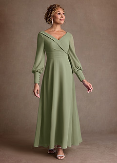 Azazie Paterson Mother of the Bride Dresses Pistachio A-Line Pleated Chiffon Dress image1