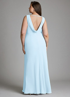 Azazie Kieryn Bridesmaid Dresses Sky Blue Mermaid Pleated Chiffon Dress image8