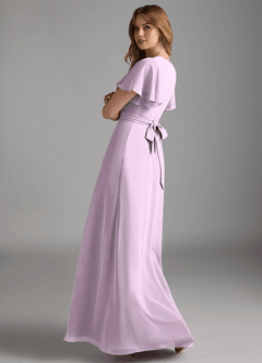 Azazie Zaniah Bridesmaid Dresses Frosted Lilac A-Line Chiffon Dress image7