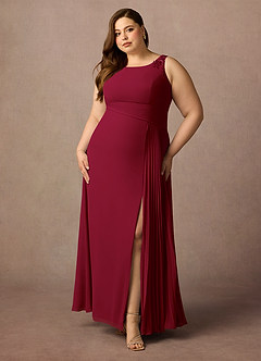 Azazie Galvan Mother of the Bride Dresses Burgundy A-Line Sequins Chiffon Dress image6