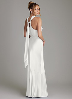 Azazie Reign Bridesmaid Dresses White Mermaid Pleated Stretch Satin Dress image7