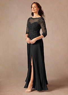 Azazie Corinne Kleider für die Brautmutter A-Linie Pailletten Chiffon Kleid Schwarz image5