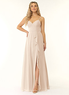 Azazie Naeem Bridesmaid Dresses White Alabaster A-Line V-Neck Ruffle Chiffon Dress image1