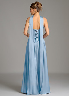 Azazie Ayla Robes de demoiselle d'honneur Robe Trapèze en Satin extensible Corset Poudre Bleue image7