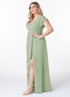 Azazie Omari Bridesmaid Dresses Dusty Sage A-Line Chiffon Dress image9