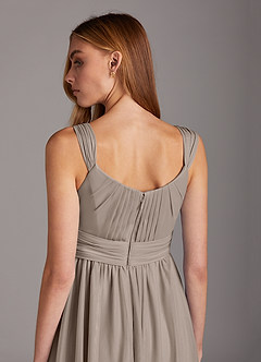 Azazie Melanie Final Sale Empire Pleated Mesh Floor-Length Dress image4