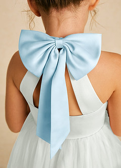 Azazie Dora Flower Girl Dresses Ivory Sky Blue A-Line Bow Tulle Dress image5