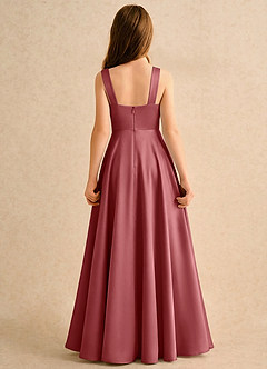 Azazie Makani Girls Formal Jurken voor bloemenmeisjes A-Lijn Jurk van Mat Satijn Sweetheart Halslijn Antieke Roos image2