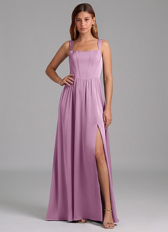 Azazie Rosaline Brautjungfernkleider A-Linie Seitliche Cut-Outs Stretch-Satin Kleid Blauregen image1