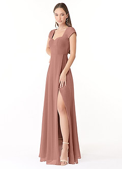 Azazie Hainsly Abiti da Damigella Abito A-Line in Chiffon Scollo a Cuore Cedro Rosa image3