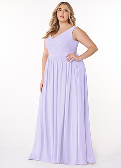 Azazie Keyla Bridesmaid Dresses Lilac A-Line V-Neck Pleated Chiffon Dress image8