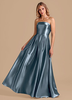 Azazie Lucienne Bridesmaid Dresses Twilight A-Line Pleated Metallic Satin Dress image1