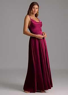 Azazie Sarella Bridesmaid Dresses Cabernet A-Line Pleated Velvet Dress image4