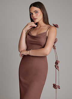 Azazie Kalico Robes de demoiselle d'honneur Robe Sirène en Mousseline de soie Plissée Expresso image4