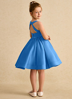 Azazie Julietta Flower Girl Dresses Blue Jay Ball-Gown Convertible Tulle Dress image8