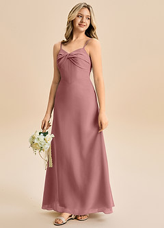 Azazie Jordyn Junior A-Linie Herzausschnitt Chiffon Kleid Wüstenrose image6