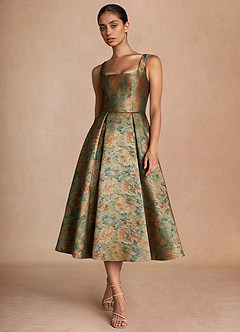 Robe Mi-Longue Sarcelle Vintage Ainslee image3