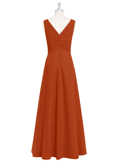 Azazie Flora Bridesmaid Dresses Burnt Orange A-Line Pleated Chiffon Dress image8