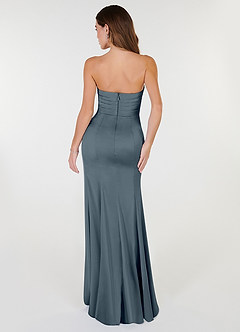 Azazie Yola Bridesmaid Dresses Twilight Sheath V-Neck Pleated Stretch Satin Convertible Dress image4
