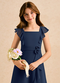 Azazie Soso Girls Formal Sukienki dla dziewczynek sypiących kwiaty Linia A Pofałdowany Szyfon Długość podłogi Sukienka image6
