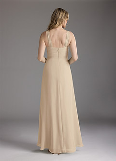 Azazie Weisz Mother of the Bride Dresses Champagne A-Line Square Neckline Pleated Chiffon Dress image12