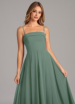 Azazie Lucienne Bridesmaid Dresses Eucalyptus A-Line Strapless Chiffon Convertible Dress image7