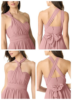 Azazie Olani Bridesmaid Dresses Dusty Rose A-Line Off the Shoulder Chiffon Convertible Dress image7