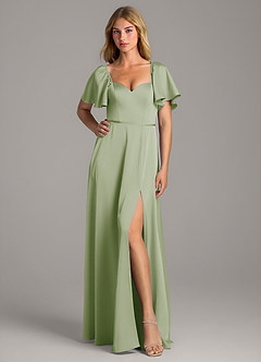 Azazie Chloe Bridesmaid Dresses Dusty Sage A-Line Sweetheart Neckline Stretch Satin Dress image1