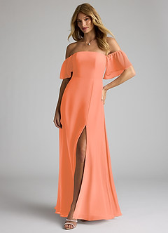 Azazie Sue Bridesmaid Dresses Sunset A-Line Off the Shoulder Chiffon Convertible Dress image3