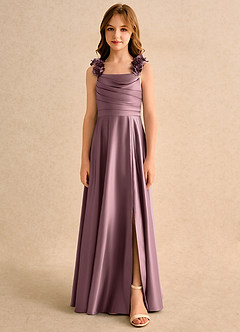 Azazie Rosita Girls Formal Flower Girl Dresses Vintage Mauve A-Line Pleated Matte Satin Dress image3