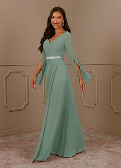 Azazie Belinda Abiti per la Madre della Sposa Abito A-Line in Chiffon con Scollo a V a Pieghe Salvia Argentata image3