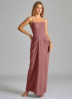 Azazie Anaïs Bridesmaid Dresses Desert Rose Sheath Strapless Chiffon Dress image6