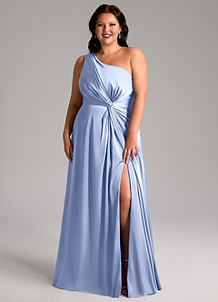Azazie Brooke Jurken voor bruidsmeisjes Jurk van Stretch Satijn met A-Lijn One-Shoulder Ijs image8