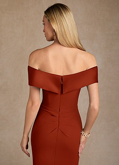 Azazie Laredo Mother of the Bride Dresses Rust Mermaid Off the Shoulder Stretch Crepe Dress image8