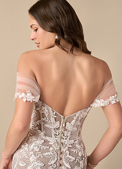 Azazie Leilani Wedding Dresses Diamond White Cocoa Mermaid Sequins Tulle Dress image5