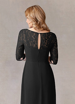 Azazie Leonine vestidos de madre de la novia Vestido de Negro de Gasa de Corte En A con Encaje image7