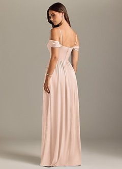 Azazie Calianna Bridesmaid Dresses Blushing Pink A-Line Off the Shoulder Stretch Satin Convertible Dress image10