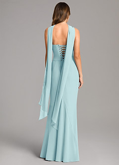 Azazie Sorrel Bridesmaid Dresses Sea Glass Mermaid Corset Chiffon Dress image5
