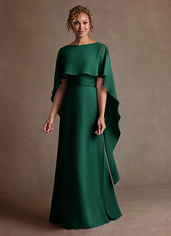 Azazie Marilla Klänningar till brudens mor Klä A-Line i Chiffong Plisserad Smaragdgrön image4