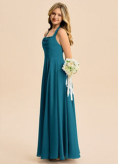 Azazie Kady Junior Ink Blue A-Line Sweetheart Neckline Chiffon Dress image5