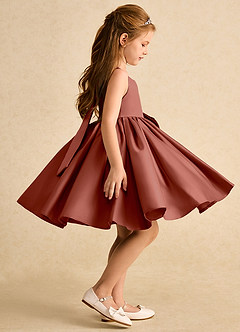 Azazie Jessie Flower Girl Dresses Auburn A-Line Bow Matte Satin Dress image6