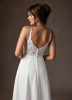 Azazie Xena Wedding Dresses Diamond White Nude A-Line Stretch Crepe Dress image6