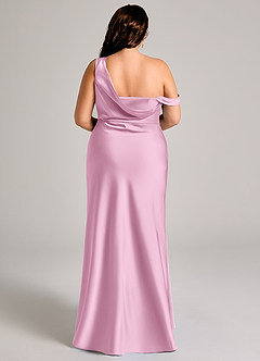 Azazie Madelyn Bridesmaid Dresses Candy Pink Mermaid One Shoulder Stretch Satin Convertible Dress image15