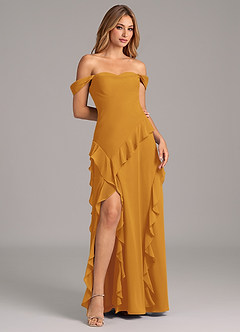 Azazie Sloane Bridesmaid Dresses Butterscotch A-Line Sweetheart Neckline Chiffon Dress image4